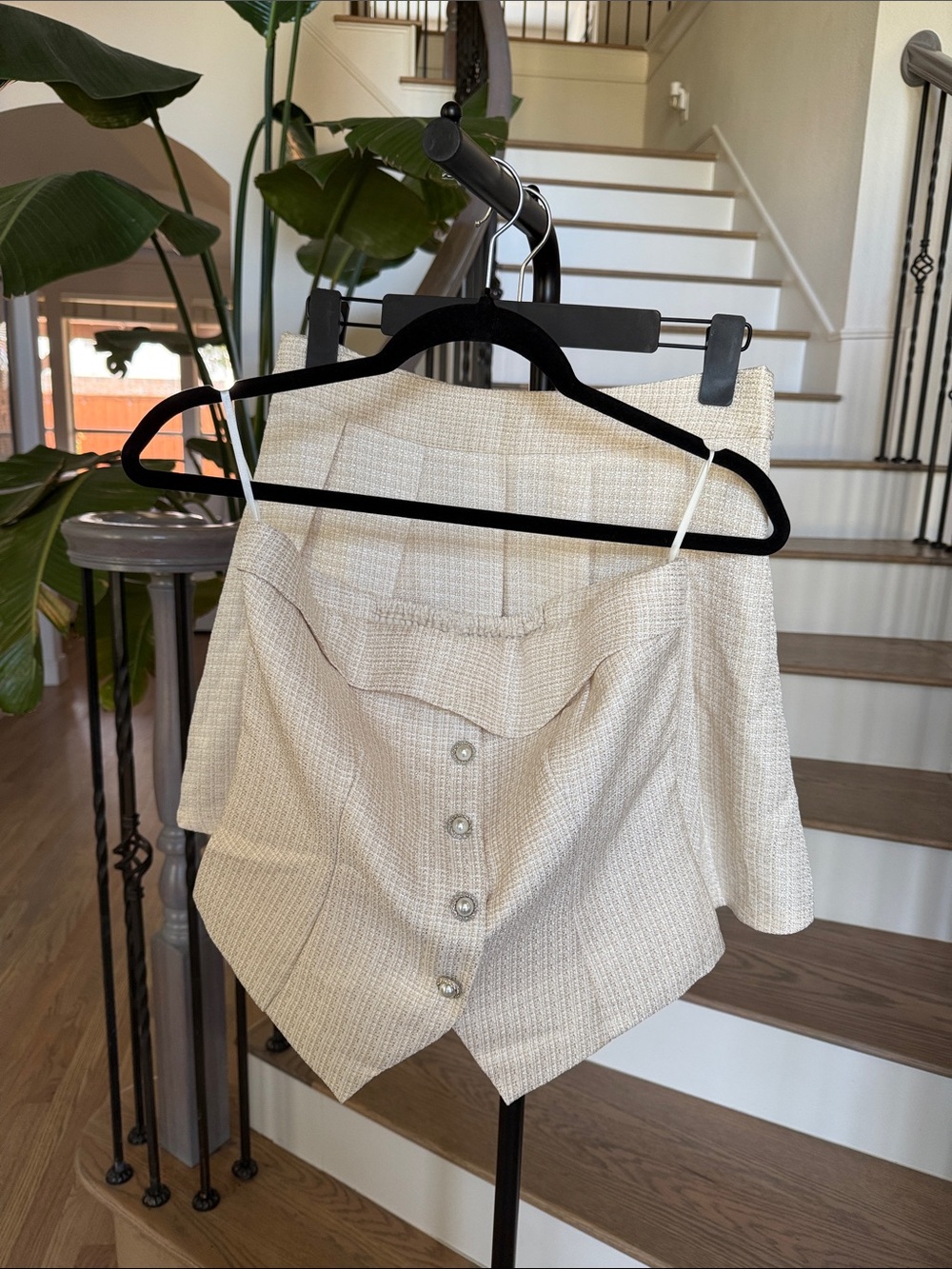 Commense Tube Top Skirt Set Cream Colored Tweed (M)
